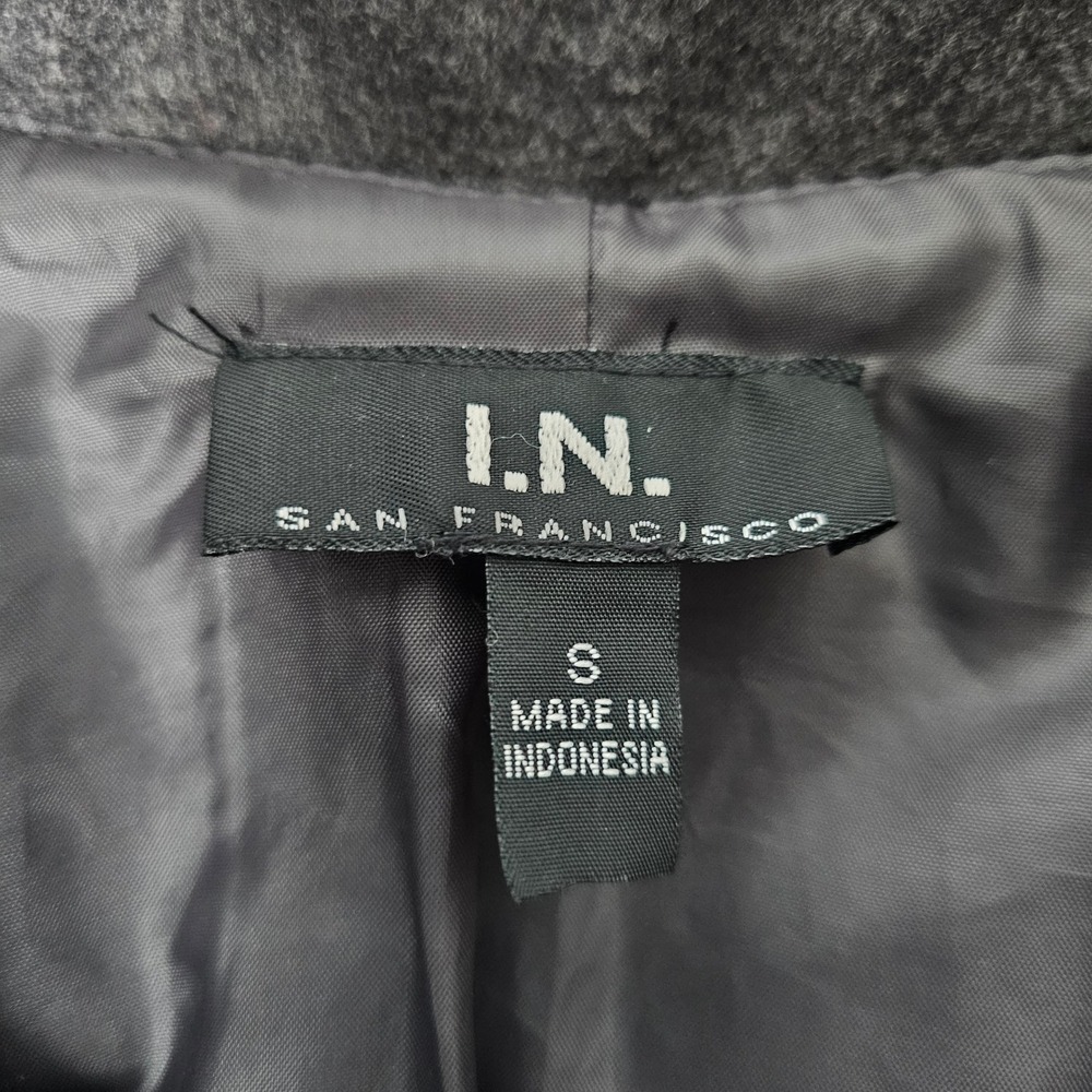 IN San Francisco Women Charcoal Gray Button Front Belted Coat Size S - Picture 6 of 13